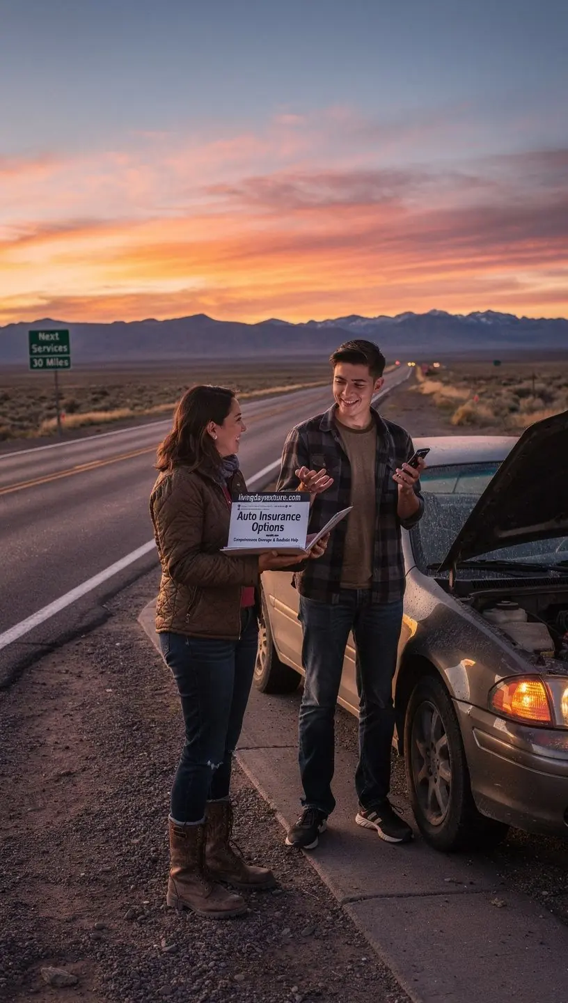 Служба помощи на дороге с изображением механика, работающего над автомобилем.